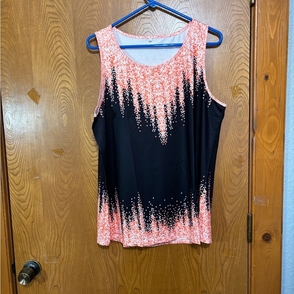 Coral and Black Women's Tank Top